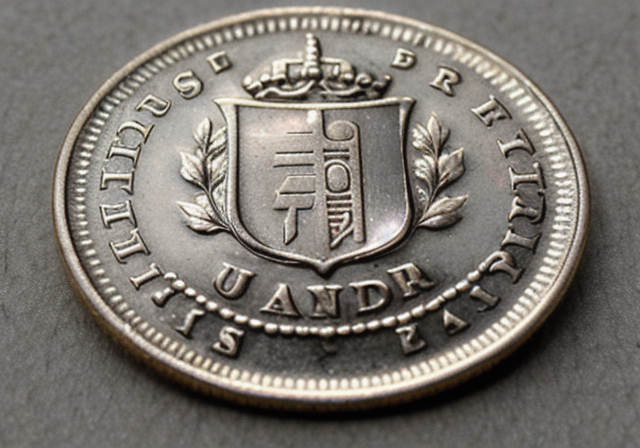 Imagem de uma moeda de 50 centavos em close-up